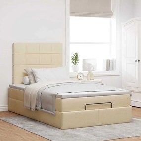 vidaXL Οθωμανικό κρεβάτι με στρώμα Cream 120x200cm ύφασμα