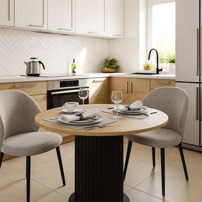 Τραπέζι Bohema Megapap χρώμα μαύρο - sepet oak Ø90x77,7εκ.