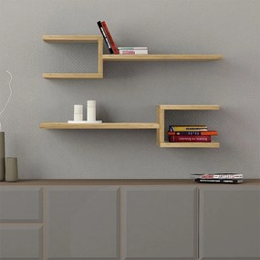 Ραφιέρα τοίχου Fork Megapap 2 τεμαχίων χρώμα sapphire oak 75x19,5x18εκ.