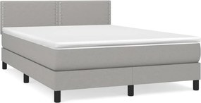 vidaXL Κρεβάτι Boxspring με Στρώμα Ανοιχτό Γκρι 140x200 εκ. Υφασμάτινο