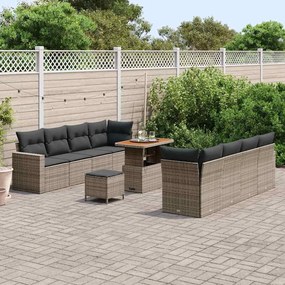 vidaXL Σετ Καναπέ Κήπου με μαξιλάρι 11 pcs Γκρι 90 x 55 x 71 cm