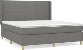 vidaXL Κρεβάτι Boxspring με Στρώμα Σκούρο Γκρι 180x200 εκ Υφασμάτιν