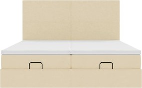 vidaXL Οθωμανικό κρεβάτι με στρώματα Κρέμα 180x200cm ύφασμα
