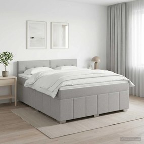 vidaXL Κρεβάτι box spring με στρώμα Ανοιχτό γκρι 160 x 200 cm Ύφασμα