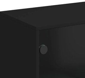 Βοηθητικό Ντουλάπι Μαύρο 69x37x100 εκ. με Γυάλινες Πόρτες - Μαύρο