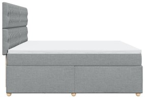 vidaXL Κρεβάτι Boxspring με Στρώμα Ανοιχτό Γκρι 200x200 εκ. Υφασμάτινο