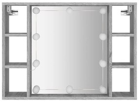 vidaXL Έπιπλο Καθρέπτη με LED Γκρι Sonoma 76 x 15 x 55 εκ.
