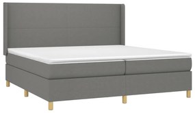 vidaXL Κρεβάτι Boxspring με Στρώμα &amp; LED Σκ.Γκρι 200x200εκ. Υφασμάτινο