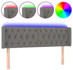 Κεφαλάρι Κρεβατιού LED Σκούρο Γκρι 147x16x78/88 εκ. Υφασμάτινο - Γκρι