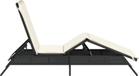 vidaXL Ξαπλώστρα Μαύρη από Συνθετικό Ρατάν με Μαξιλάρι