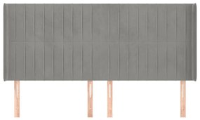 vidaXL Κεφαλάρι με Πτερύγια Ανοιχτό Γκρι 203x16x118/128 εκ. Βελούδινο