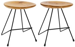 vidaXL σκαμπό 2 τεμάχια από μασίφ ξύλο τικ