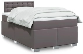 VidaXL Κρεβάτι Boxspring με Στρώμα Γκρι 120x200εκ. από Συνθετικό Δέρμα