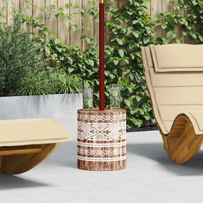 vidaXL Βάση ομπρέλας 23 kg Λευκό πλυμένο Στερεό ξύλο Κυλινδρικός