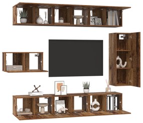 vidaXL Σετ Καθισμάτων Τηλεόρασης 8 pcs Παλιό ξύλο 30.5 x 30 x 90 cm