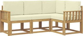 vidaXL Σειρά Καναπέ Εξωτερικού 4 pcs Λευκό και Κρεμ