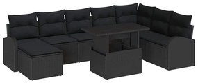 vidaXL Σετ Καναπέ Κήπου με μαξιλάρι 9 pcs Μαύρο