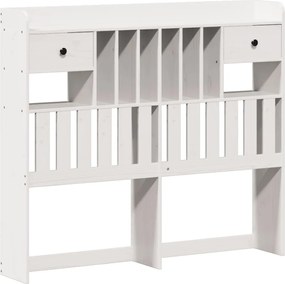 vidaXL Κρεβάτι Βιβλιοθήκη Χωρίς Στρώμα Λευκό 135x190 εκ Μασίφ Πεύκο