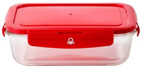 Φαγητοδοχείο Ορθογώνιο Rainbow 20.21.0716 840ml Clear-Red Benetton Plastic, Glass
