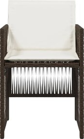 vidaXL Καρέκλες Κήπου 4 τεμ. Καφέ Συνθ. Ρατάν Μαξιλάρια