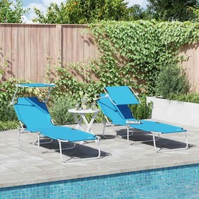 vidaXL Ξαπλώστρα 2 pcs Λαμπερό Μπλε 58 x 188 x 77 εκ. Πολυεστέρας