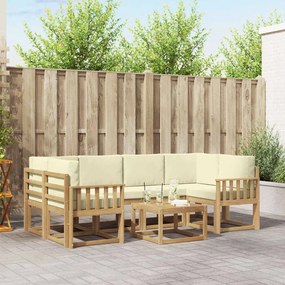 vidaXL Σειρά Καναπέ Εξωτερικού με μαξιλάρι 7 pcs Λευκό και Κρεμ