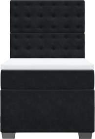 vidaXL Κρεβάτι Boxspring με Στρώμα Μαύρο 90x190 εκ. Βελούδινο