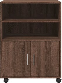vidaXL Ντουλάπι Με Ροδάκια Καφέ Δρυς 60x48x81 εκ. Επεξεργασμένο Ξύλο