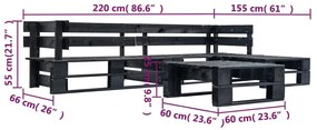Σαλόνι Κήπου από Παλέτες 4 Τεμαχίων Μαύρο Ξύλινο - Μαύρο