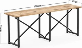Stewehome Σετ Τραπεζιού και Καρεκλών Bench Με Μαξιλάρια / Λευκό / 120x32x45 cm