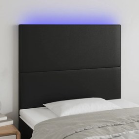 VidaXL Κεφαλάρι Κρεβατιού LED Μαύρο 80x5x118/128 εκ
