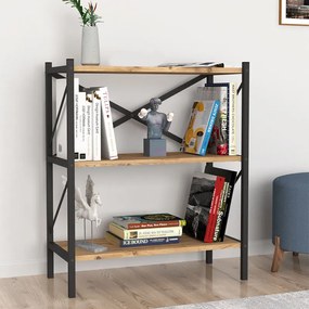Βιβλιοθήκη Jocasta Megapap μεταλλική - μελαμίνης χρώμα pine oak 66x34x85εκ.-GP041-0002,2