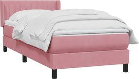 vidaXL Κρεβάτι Boxspring με Στρώμα Ροζ 80x220 εκ. Βελούδινο