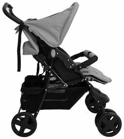 vidaXL Καρότσι Διδύμων Ανοιχτό Γκρι Ατσάλινο