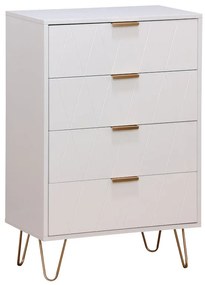 Συρταριέρα Culture pakoworld με 4 συρτάρια λευκό-χρυσό 60x34x91εκ