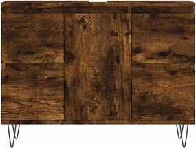 vidaXL Ντουλάπι Μπάνιου Καπνιστή Δρυς 80 x 33 x 60 εκ. Επεξεργ. Ξύλο