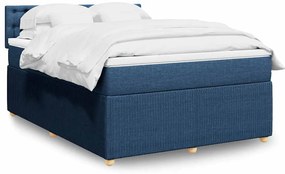 vidaXL Κρεβάτι Boxspring με Στρώμα Μπλε 140x190 εκ. Υφασμάτινο