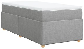 Κρεβάτι Boxspring με Στρώμα Ανοιχτό Γκρι 90x200 εκ. Υφασμάτινο - Γκρι