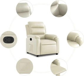 vidaXL Πολυθρόνα Ανακλινόμενη Κρεμ από Συνθετικό Δέρμα