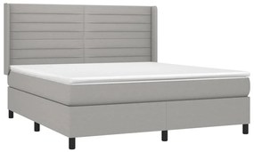 Κρεβάτι Boxspring με Στρώμα Ανοιχτό Γκρι 180x200 εκ. Υφασμάτινο - Γκρι