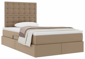 vidaXL Κρεβάτι Αποθήκης Καπουτσίνο 120 x 190 cm Τεχνητό Δέρμα