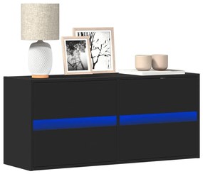 Έπιπλο Τοίχου Τηλεόρασης με LED Μαύρο 100x31x45 εκ. - Μαύρο