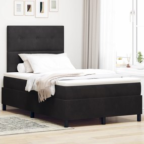 vidaXL Κρεβάτι Box Spring με Στρώμα & LED μαύρο 120x190 εκ. Βελούδο