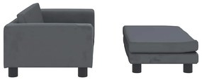 vidaXL Καναπές Παιδικός με Υποπόδιο Σκ. Γκρι 100x50x30 εκ. Βελούδινος