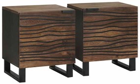 vidaXL Κομοδίνο 2 pcs Καρυδιά 40 x 33 x 46 εκ. Μασίφ ξύλο μάνγκο