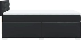 vidaXL Κρεβάτι Boxspring με Στρώμα Μαύρο 100x200εκ.από Συνθετικό Δέρμα