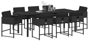 vidaXL Σετ 9 Τεμαχίων Εξωτερικών Καθισμάτων με Μαξιλάρες Μαύρο Πολυ Ρατάν