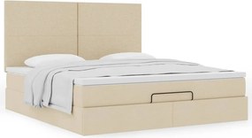 vidaXL Οθωμανικό κρεβάτι με στρώμα Cream 180x200cm ύφασμα