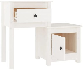 vidaXL Κομοδίνα 2 τεμ. Λευκά 79,5x38x65,5 εκ. από Μασίφ Ξύλο Πεύκου