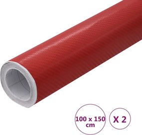 vidaXL Μεμβράνες Αυτοκινήτου 4D 2 τεμ. Κόκκινες 100 x 150 εκ.